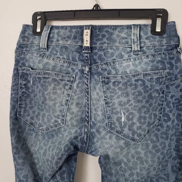 Ariat Denim Women's 26S 26 Short Leopard Print Jeans Fringe Hem Western Boho - Picture 4 of 8